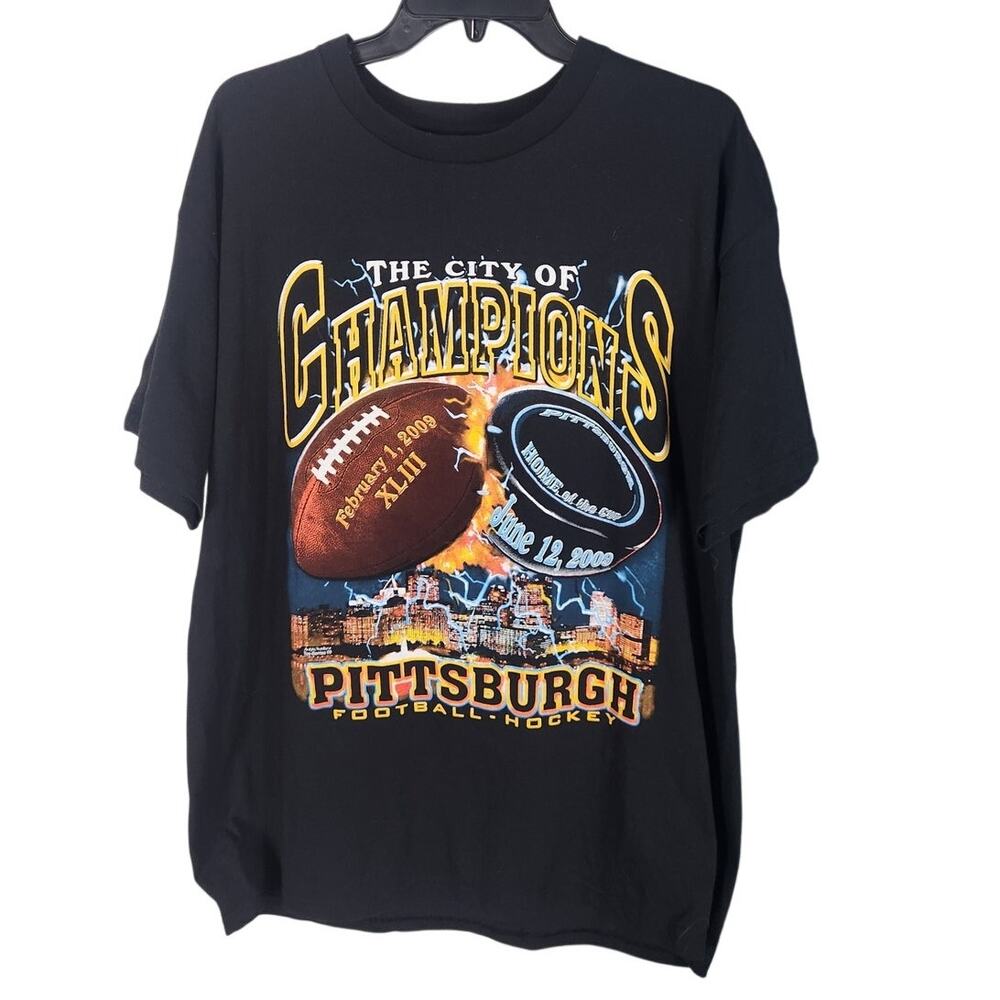 Vintage 2009 Steelers and Penguins Championship T men's XL